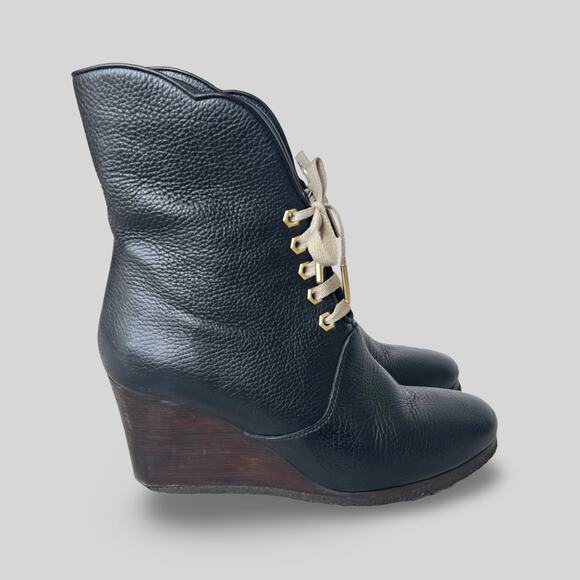 Chloe Lace Up Wedge Boots - Picture 2 of 8